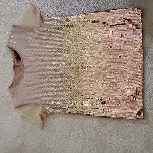 Patrizia Pepe mesh tulle ombre top size M beige sequins